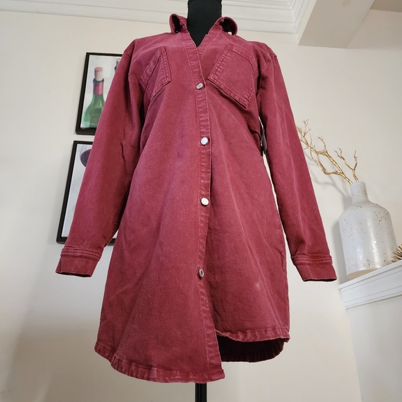 🔥Le Jean Eliza Brown Denim Asymmetrical Hem Shirtdress - Picture 5 of 16